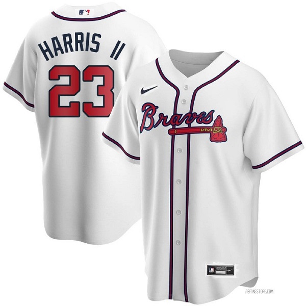 Men's Atlanta Braves #23 Michael Harris II White Cool Base Stitched Baseball Jersey